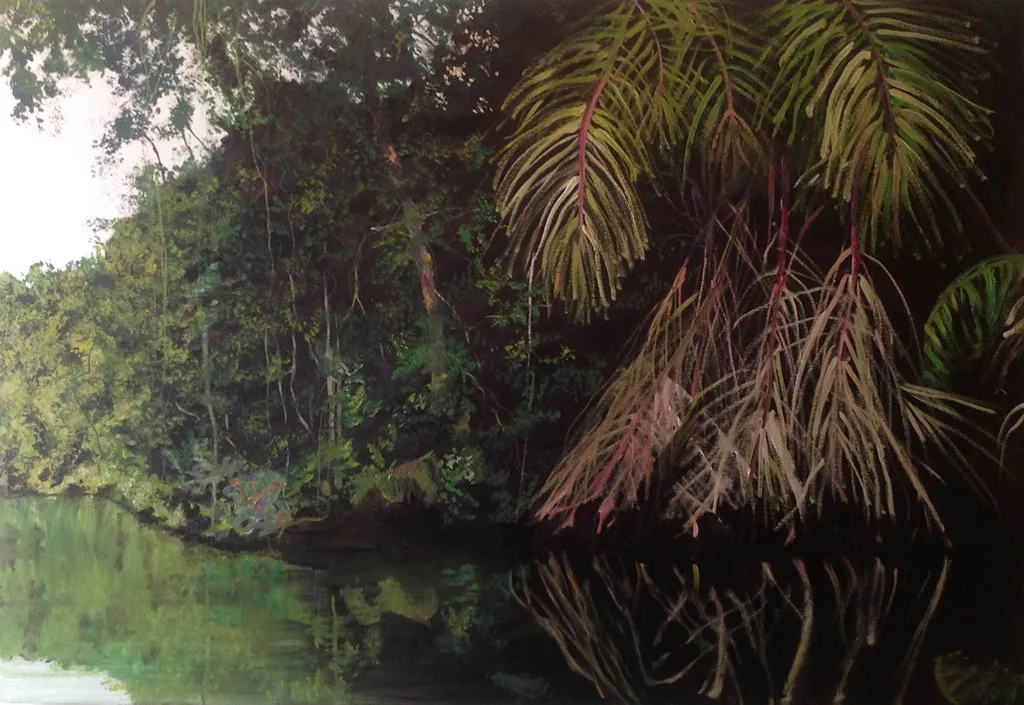 <p>Hojas muertas en el agua | 2014 | Óleo sobre tela | 90x130cm</p>
