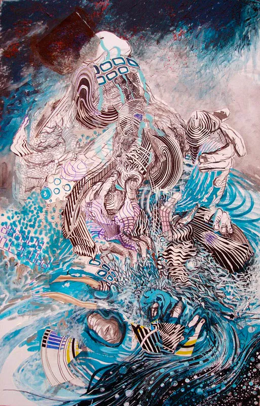 <p>Que Dios perdone tu infamia ¡PORQUE YO NO! | 2008 | Acrílico y collage sobre tela montada en madera | 120 x 120 cm</p>
