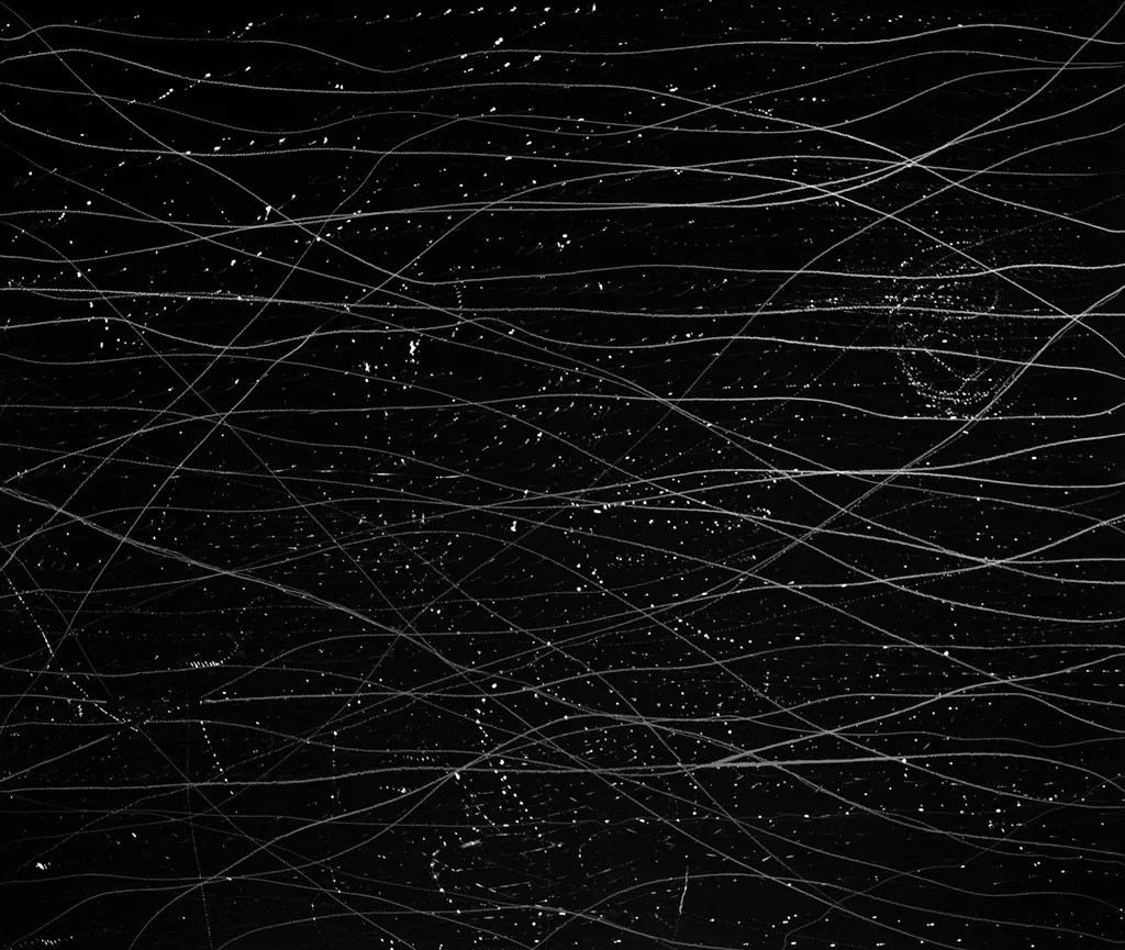 <p>Untitled Drawing I, pigment print, pencil, drill bit scratches, 40 x 55 In, 2011</p>
