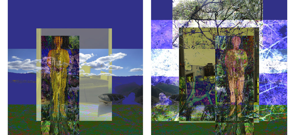 <p>De la Serie En suspenso. Díptico. 2020. Gráfica digital. 44x44cm c/u</p>
