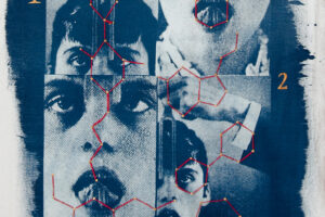 Historical Hysteria From the series The Archives of Oblivion / On Suggestion 2021 Cyanotype on fabric with embroidery