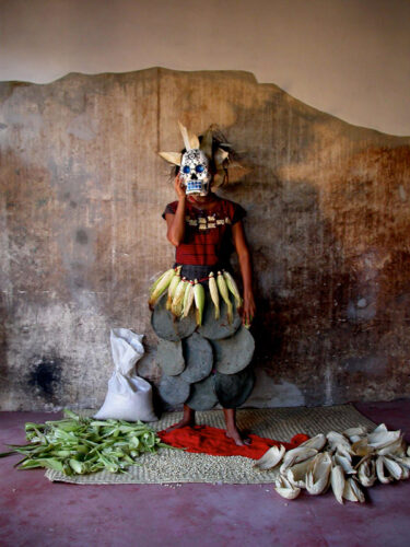 Xilonen, 2008. Fotografía construida, 56 x 42 cm <br>Realizado para evento del colectivo “Sin maíz no hay país” en la Curtiduría y el Museo de Historia Natural