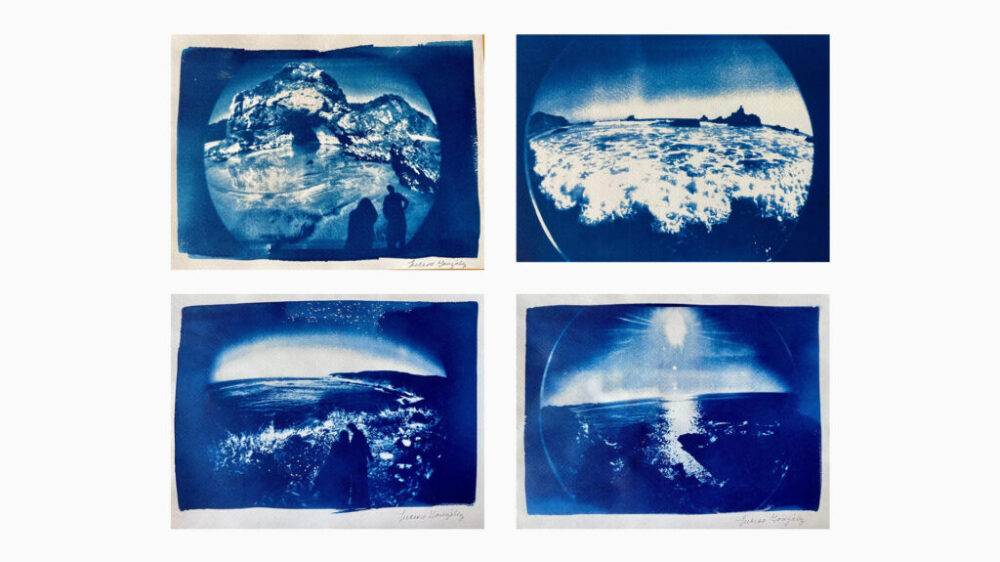 Sueño del día, 2025 (4 piezas). Cianotipia. 23 x 30.5 cm.